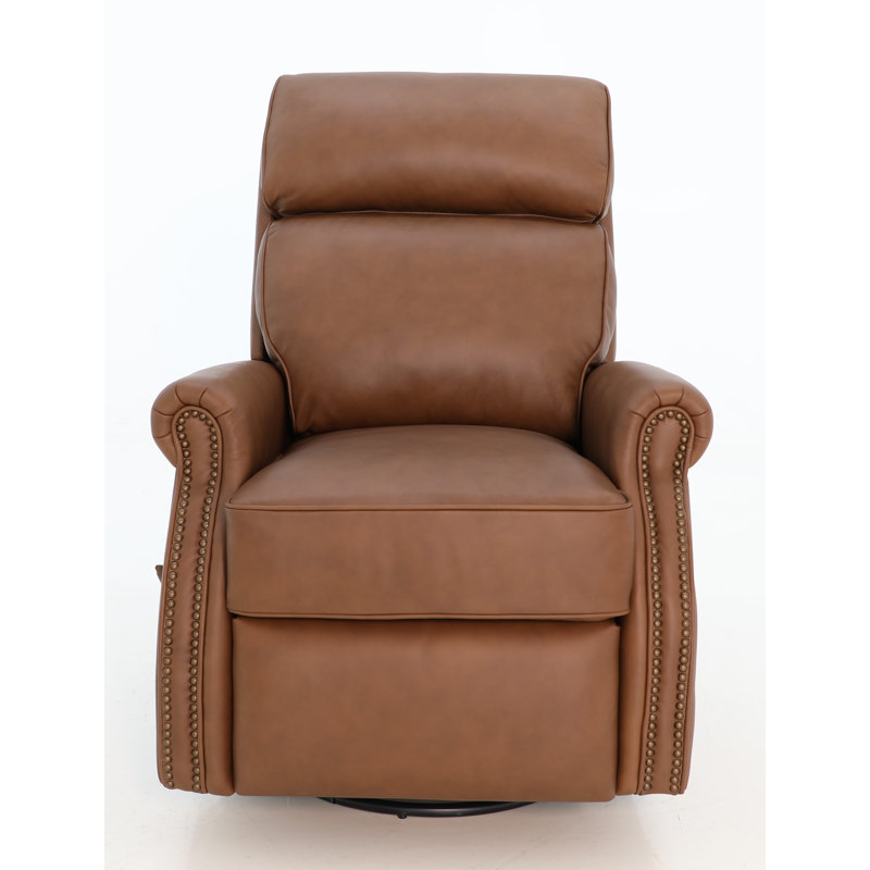 Segen 31'' Wide Genuine Leather Manual Swivel Standard Recliner, Brown Genuine Leather