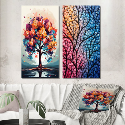 «Orange Autumn Tree Foliage I», ensemble de 2 reproductions d'art mural