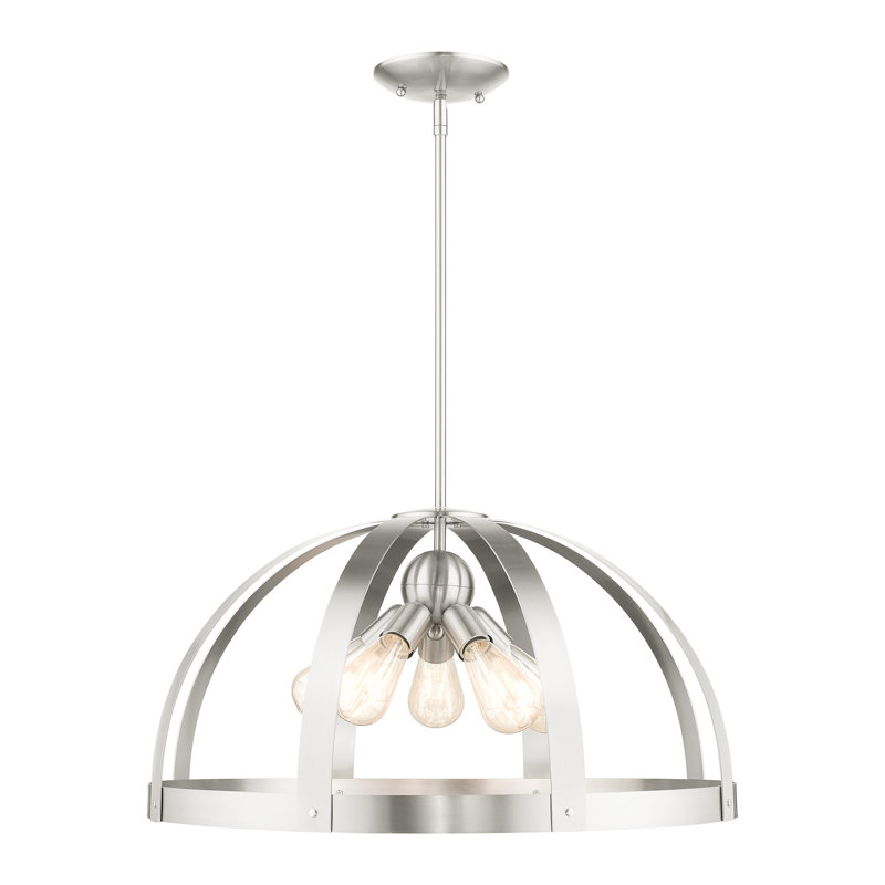 Lustre géométrique à 5 lumières Feller, Nickel brossé