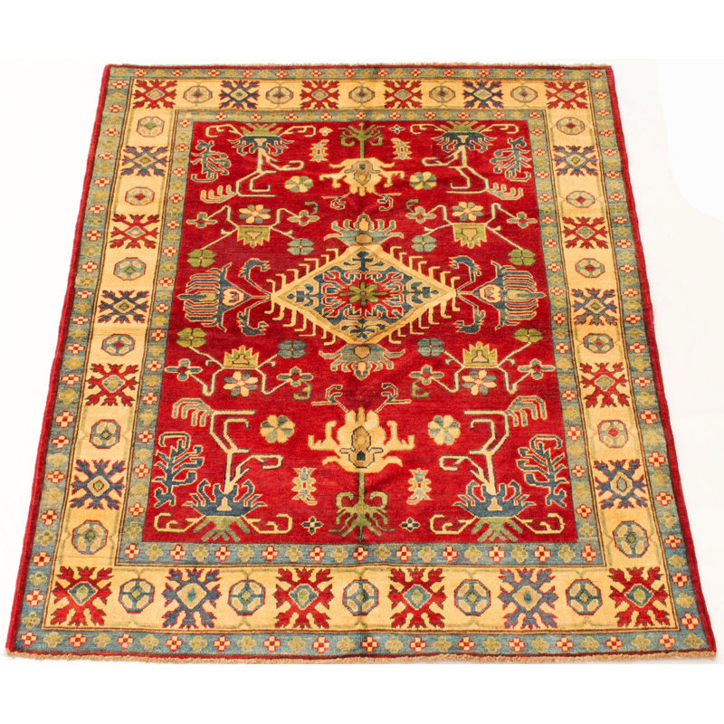Tapis unique en laine noué à la main 5 pi 2 po x 6 pi 5 po nouvel âge Foozy