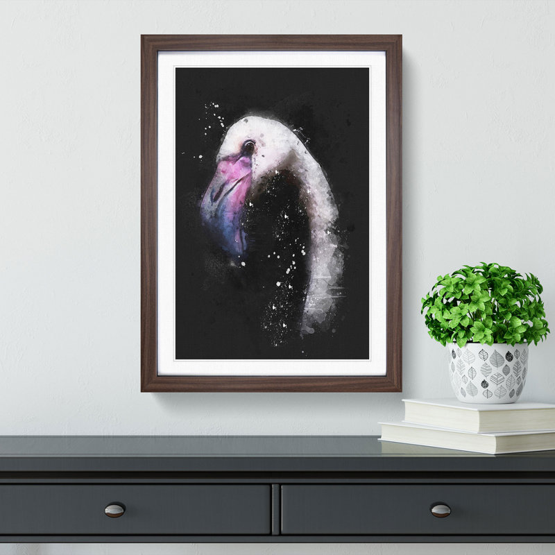 A Pink Flamingo Bird - Picture Frame Graphic Art Print, 63cm H x 45cm W x 2cm D, Walnut Framed