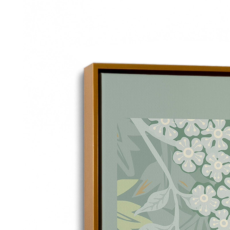 «Green Jasmine» par William Morris, reproduction sur toile, H 30,75 po x l 20,75 po x P 1,75 po, Cadre flottant or poli