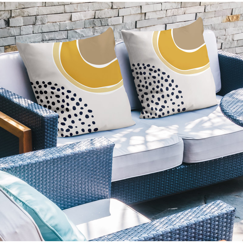 Jeté carré en polyester / mélange de polyester intérieur / extérieur, L 15 po x H 15 po, Jaune