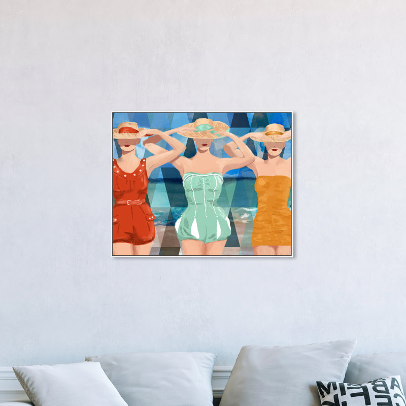 " Fashion And Glam Swimming Beauties, Glam Blue " by Oliver Gal, White Framed, 20" H x 24" W