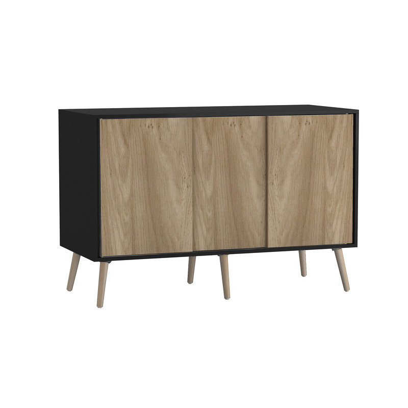 Rectangle Accent Cabinet, Oak/Black/Beech Wood