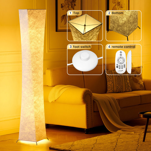 Orren Ellis Gabouray 64'' Silver Column Floor Lamp with Outlet ...