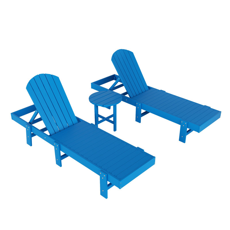 Altura Outdoor Chaise Lounge with Table, Pacific Blue