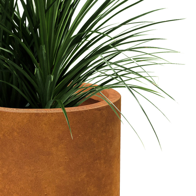 Gethsemane Handmade Pot Planter, Faux Rusty Metal, 13" H x 13" W x 13" D