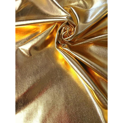 Tissu extensible métallisé doré au mètre, brillant, 147 cm de large, extensible dans les 4 sens, idéal pour les vêtements de danse, cosplay, costumes et leggings.