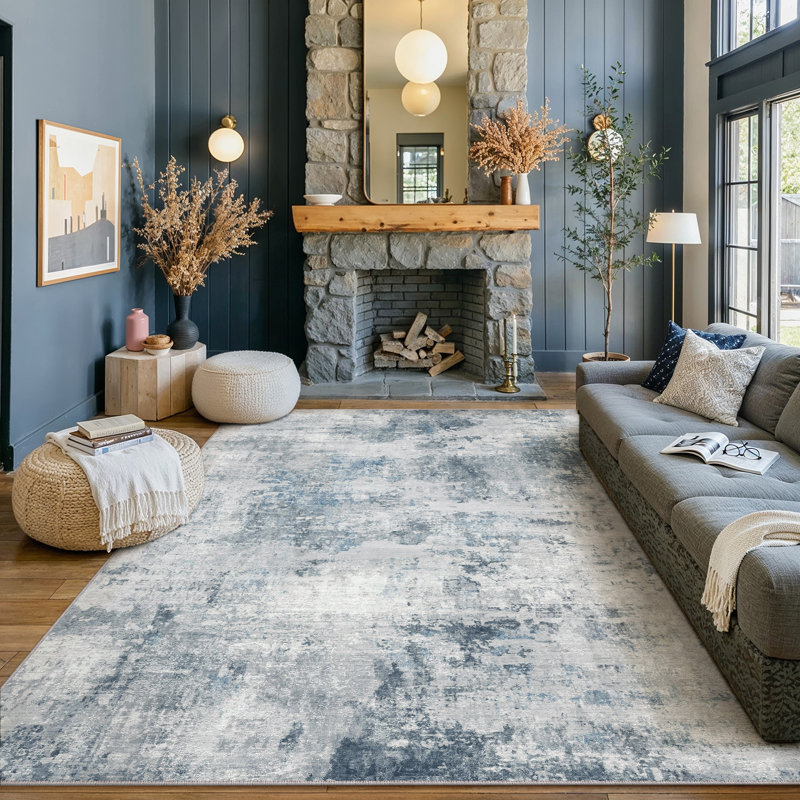 Elroy Modern Abstract Machine Washable Area Rug with Non-Slip Backing, Rectangle 8' x 10'