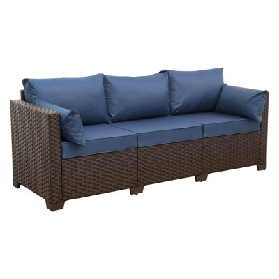 Ailina 79'' Wide Outdoor Wicker Patio Sofa with Anti-slip Cushions and Waterproof Cover