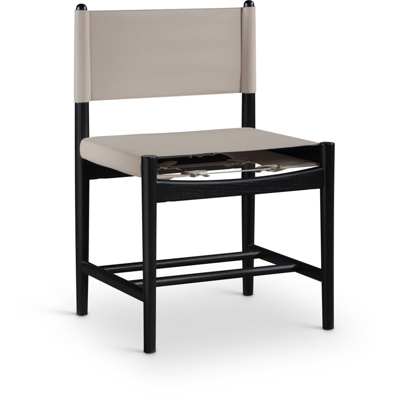 Chaise rembourrée en cuir Rawlins, Cuir taupe végétalien, Noir