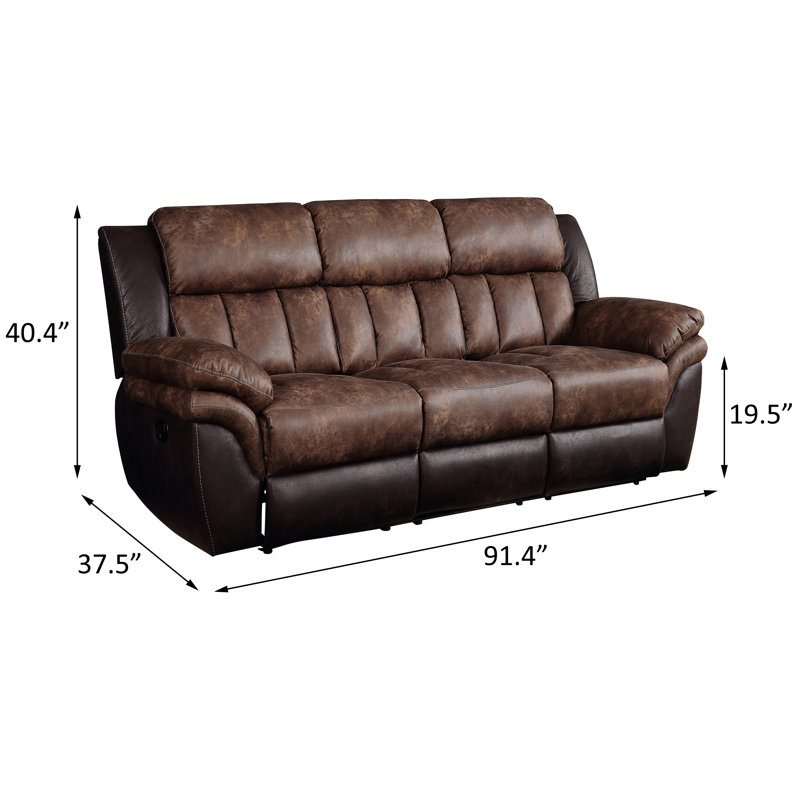 Canapé inclinable à accoudoirs coussinés de 91,4 po