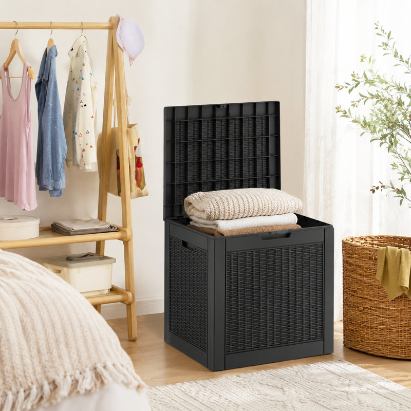 22 in. D x 17 in. W Water Resistant Lockable Deck Box with Seat, Black