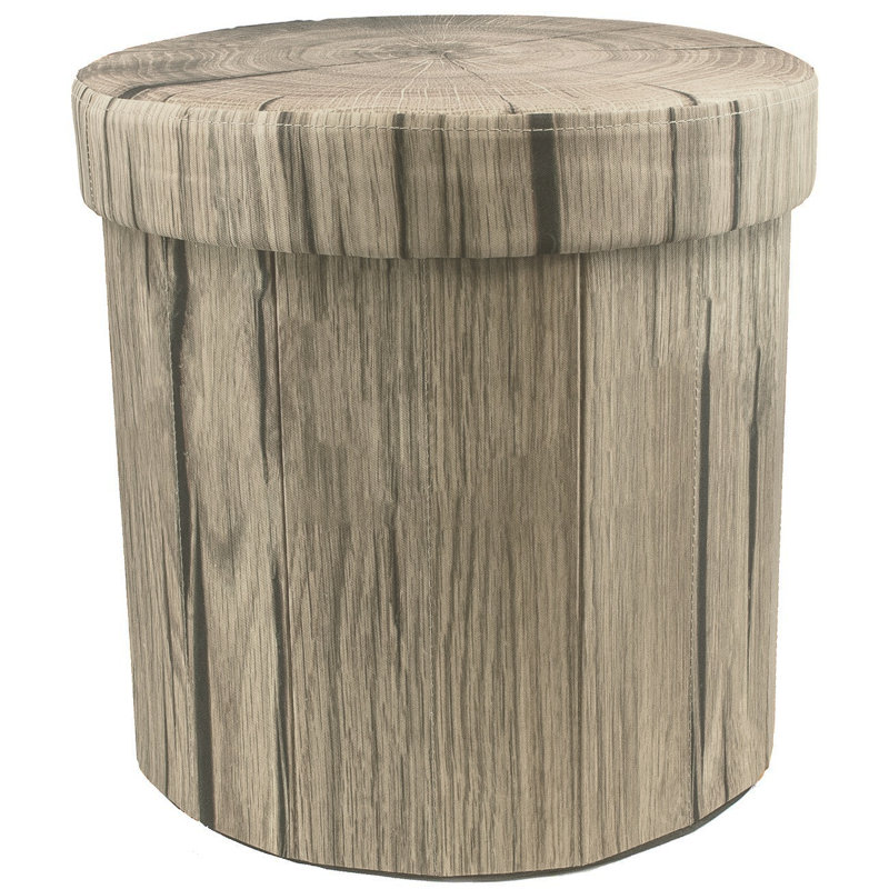 Sorbus Storage Ottoman Foldable with Lid in Log Print, Beige