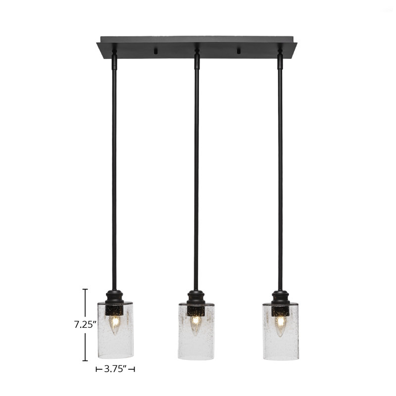 Edge 3 Light Stem Linear Pendalier Shown In Espresso Finish With 4" Clear Bubble Glass