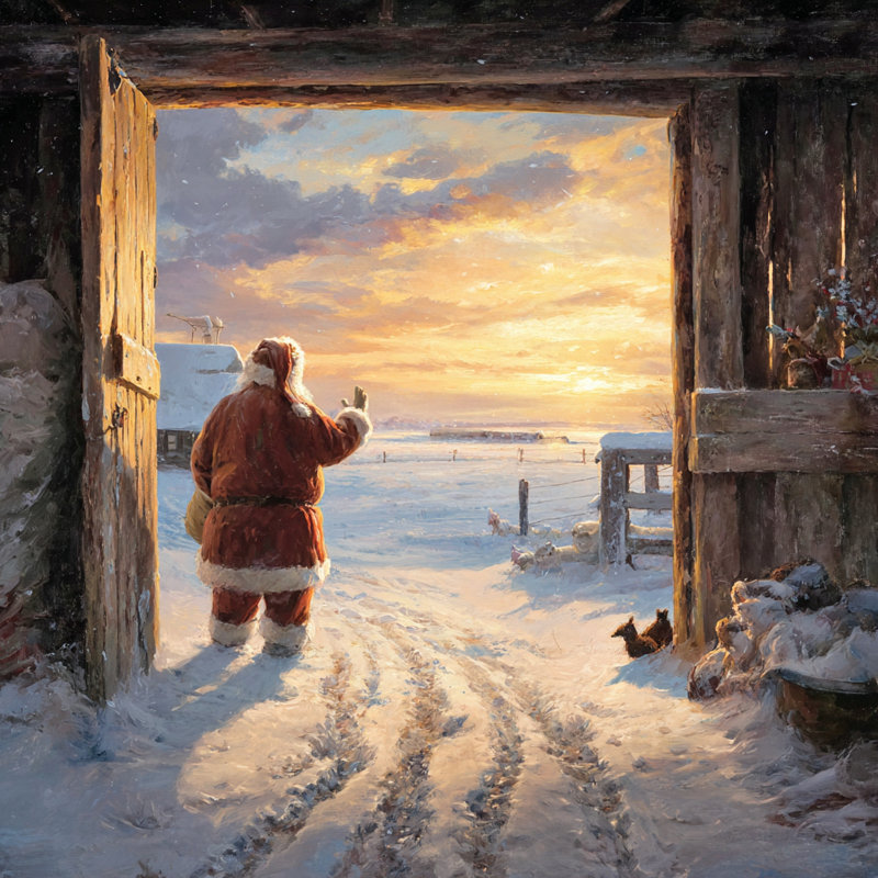 «Santa's Sunrise Journey», art mural sur toile tendue