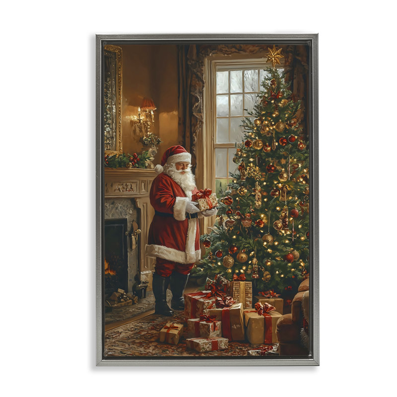 Cadre flottant pour arbre de Noël entièrement décoré, design par Franklyn Gregory, Cadre flottant gris lustré