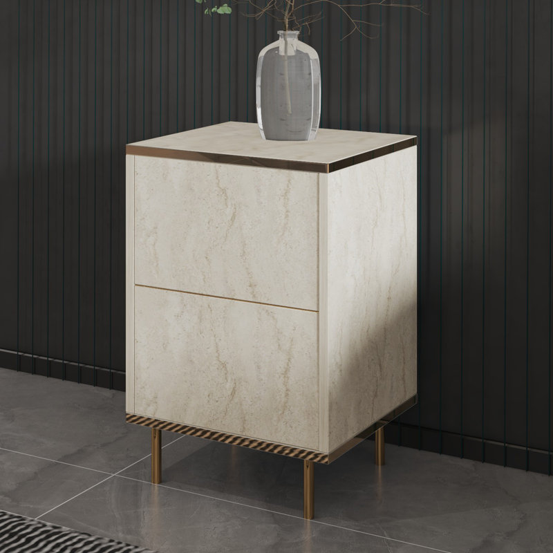 Claryce Modern Nightstand with Push to Open Doors, 15.8 x 23.6 x 13.8 inches | 100% Melamine Coated Particle Board, Wall-Mountable with Numerous Shelves | Stylish Glam Furniture for Bedroom & Living Room