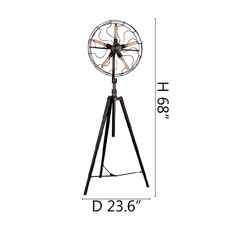 5-Light Rustic Bronze Floor Lamp With A Fan Shape Shade