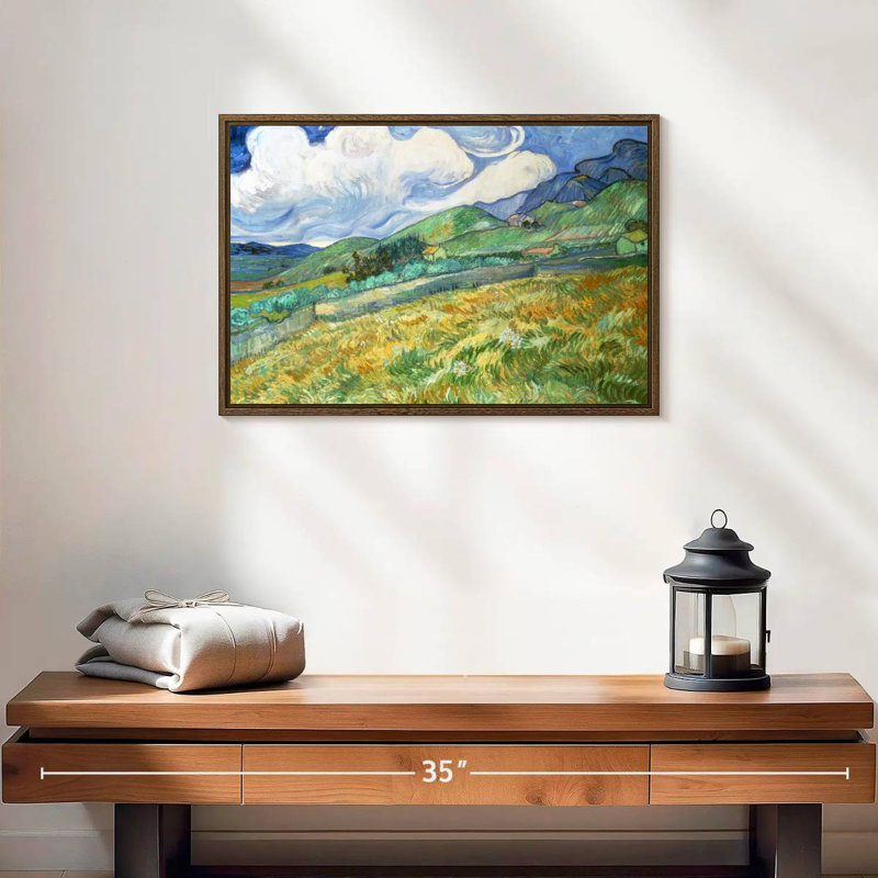 Paysage de Saint Remy, 19 po x 13 po, Cadre flottant en noyer