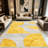 1PC Yellow & Gray Curved Geometric Abstract area rugs for Living Room, Soft and Comfortable, Suitable for all seasons, easy-to-maintain, machine washable Indoor floor mat, Under Table Farmhouse suitable for dining room, bedroom, entryway, kitchen,-694197861