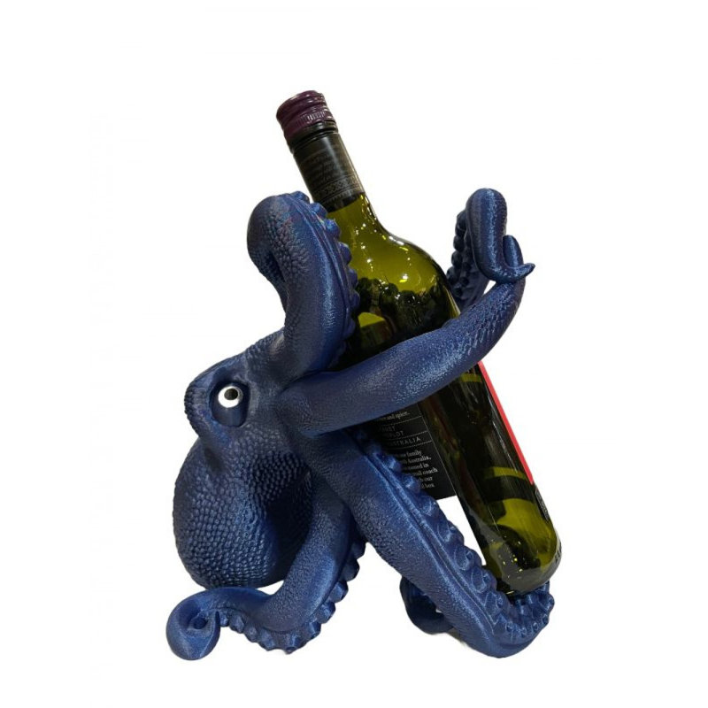 Porte-bouteilles de poulpe scintillant imprimé en 3D, Bleu