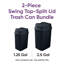 Mini poubelle en plastique avec couvercle pivotant pour salle de bain, comptoir, bureau, paquet de 2 noir, 1,25 / 2,5 gallons-122762250