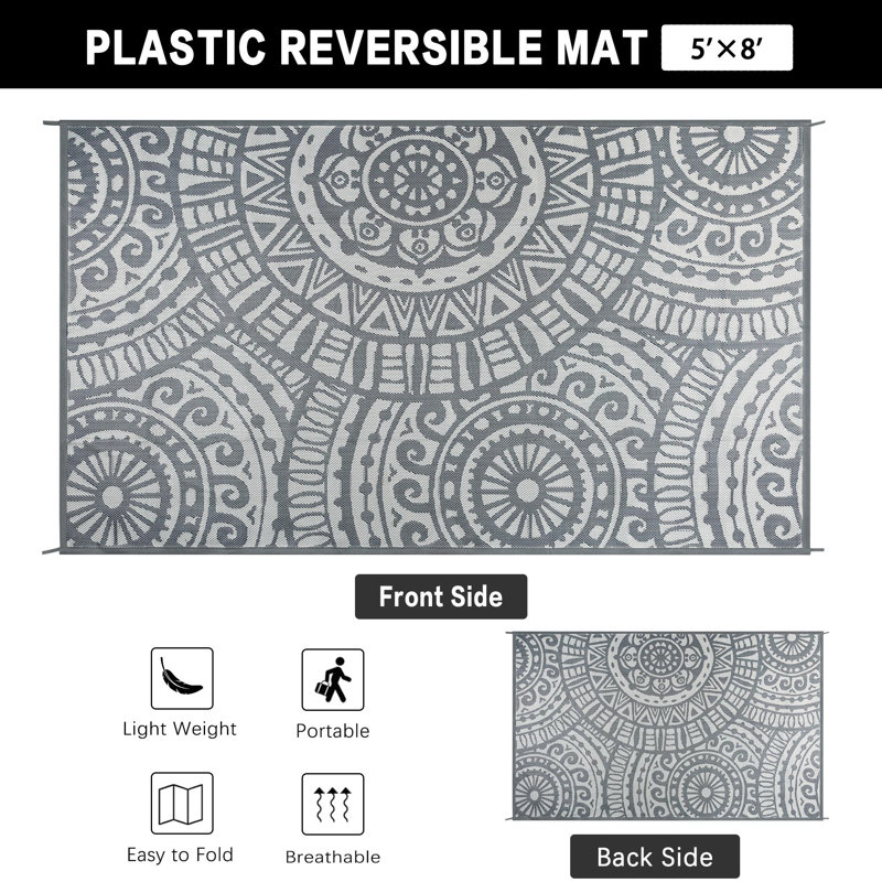 Tapis d'extérieur réversible GRASSO, Rectangle 5' x 8'