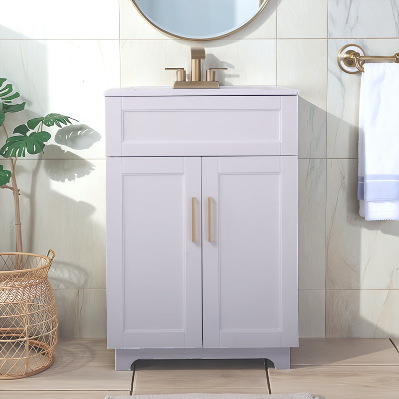Ensemble de meuble-lavabo simple blanc 24 po 2 portes 2 portes