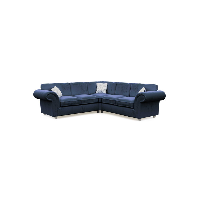 Windsor 5 Seater Velvet Corner Sofa, Royal, Silver