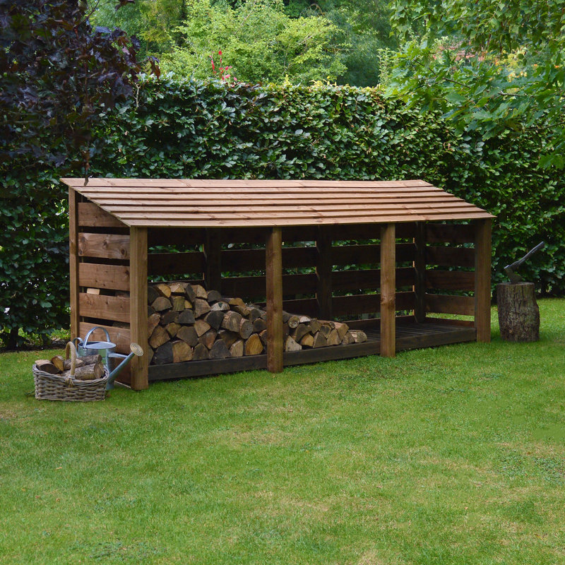 Urbanna 340cm W x 80cm D Solid Wood Log Store, Light Green