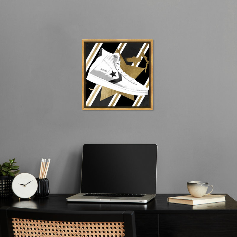 Art mural moderne de style sportif, impressions sur toile par Notoriart, Cadre doré, H 17 po x l 17 po