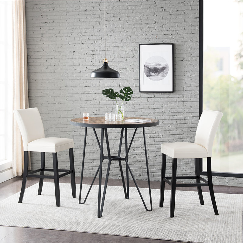 LUMERA Collection Modern Black Faux Leather Bar Stool – High Back, Cushioned Seat, Durable Wood Frame, Counter & Bar Height Seating for Kitchen, Island, Home Bar, Pub