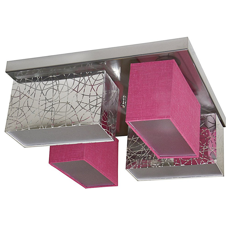 Pascoe Fabric Semi Flush Mount, Silver/Pink Transparent