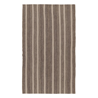 Vintage  Kilim In Beige And Brown Stripes - Rug & Kilim