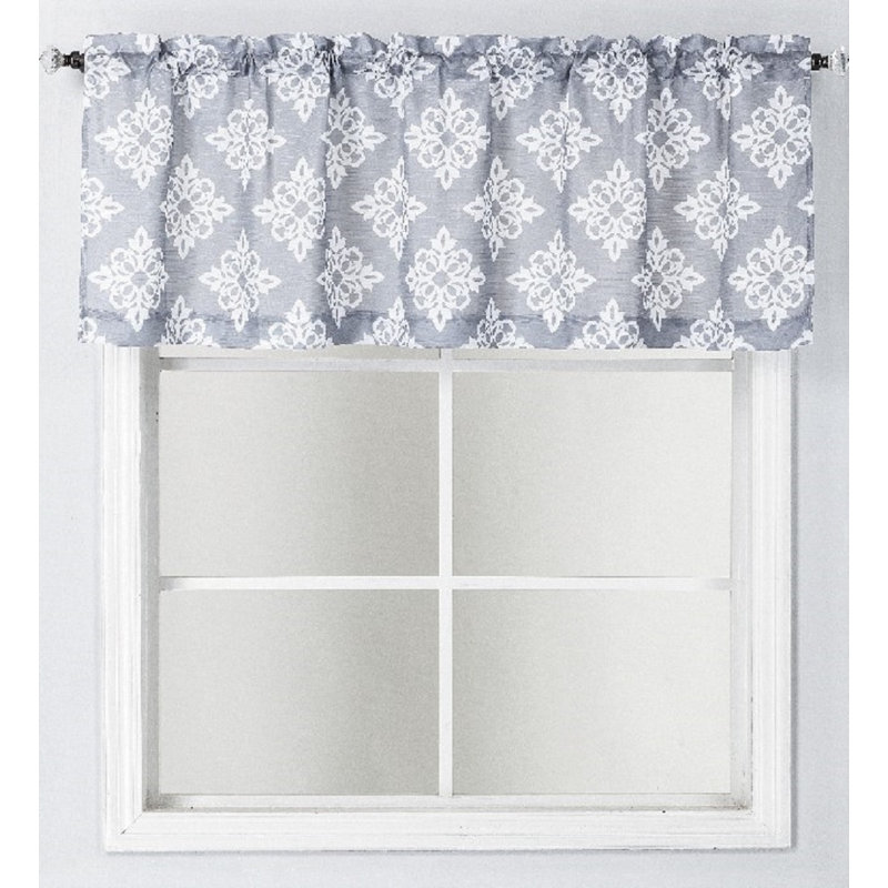 Cantonnière damassée sur mesure 54 "en damas de polyester gris