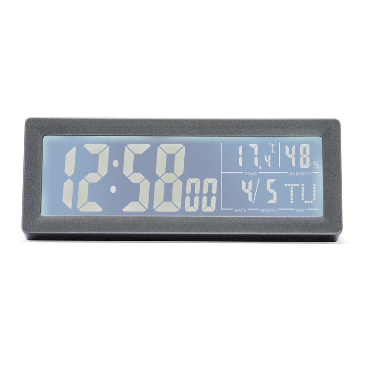 Digital Quartz Alarm Tabletop Clock in Grey