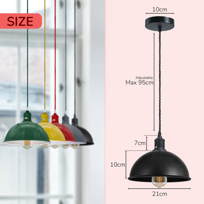 Alaniz Designer 1-Light Pendant in Brushed Steel – Luxury Industrial Ceiling Light by Breakwater Bay, Yes, Green