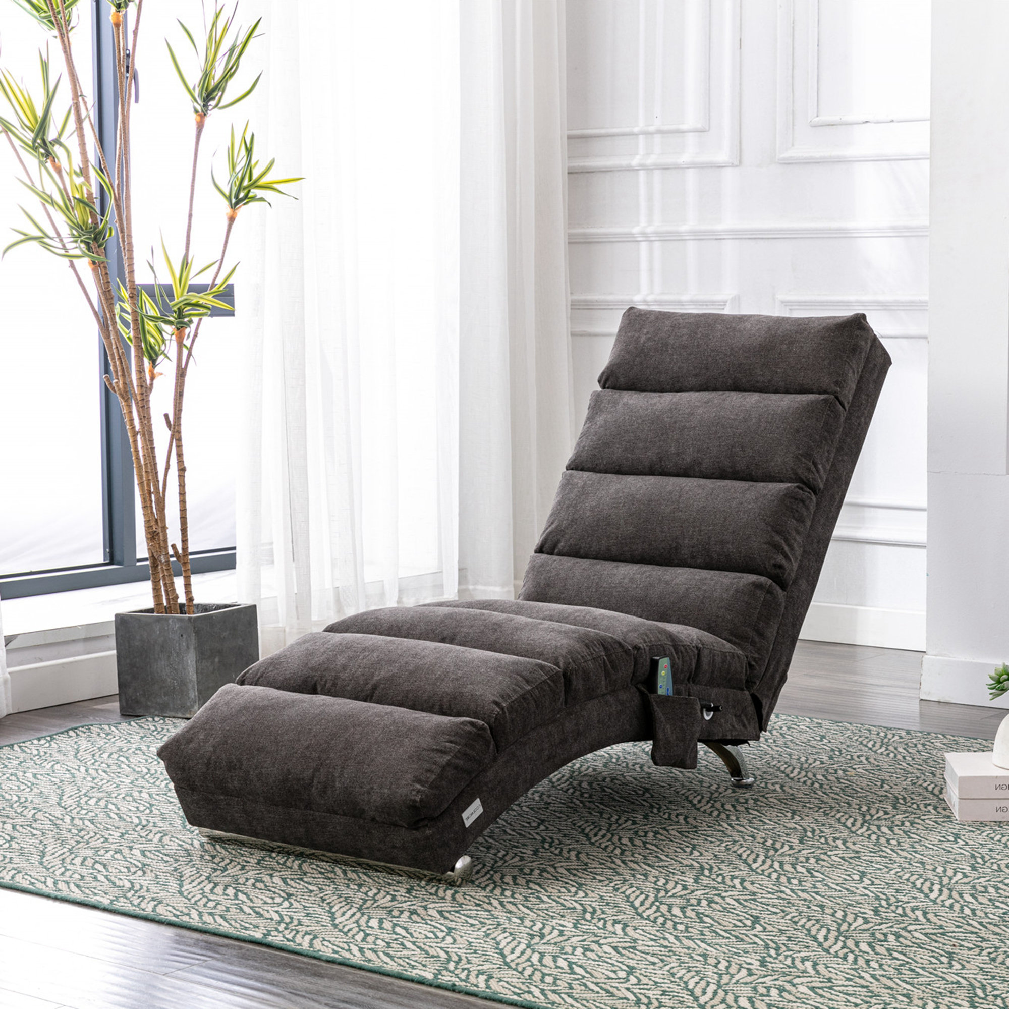 Orren Ellis Tufted Armless Reclining Chaise Lounge with Storage ...