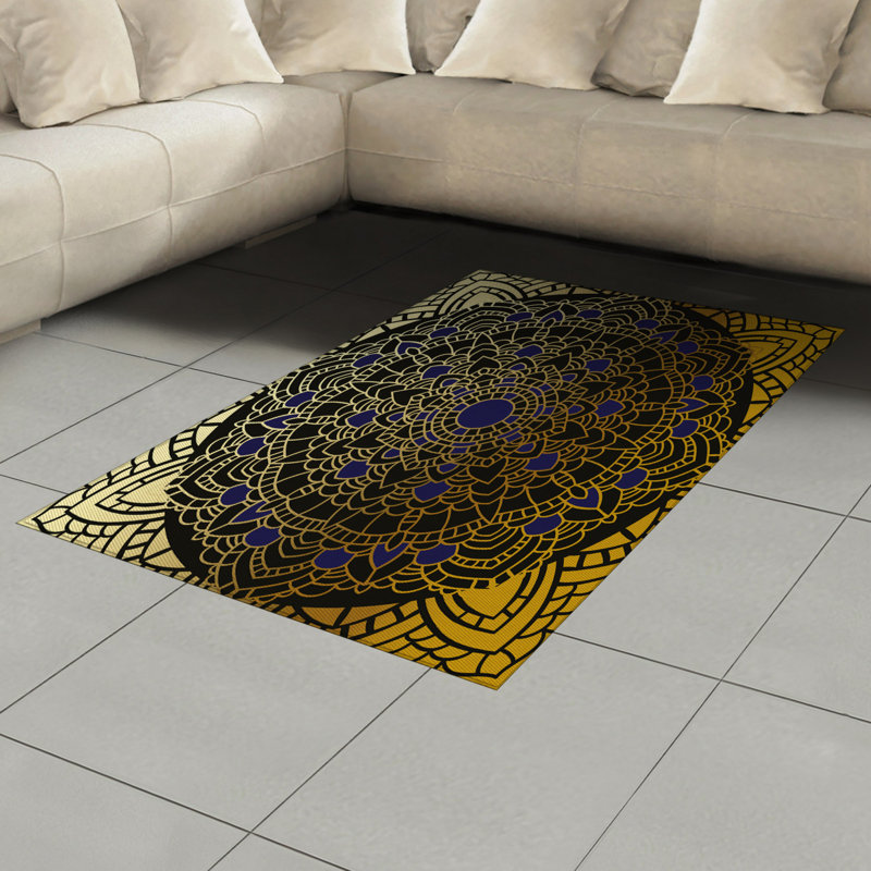 Mandala High Density Long Fiber Poly Threads Decorative Area Rug Carpet, Rectangle 4' x 5'8"