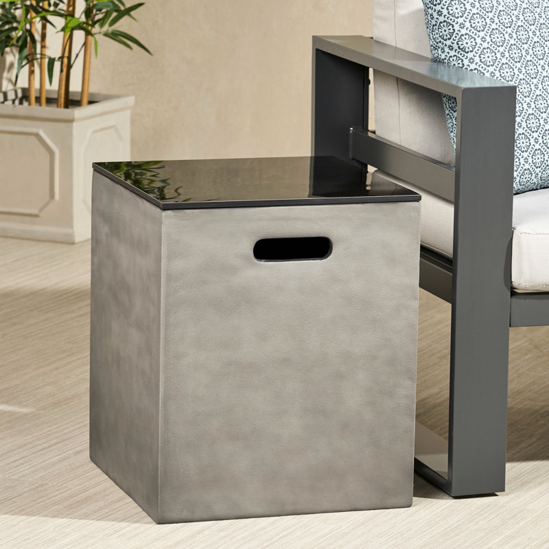 Table d'appoint en céramique avec porte-réservoir en béton