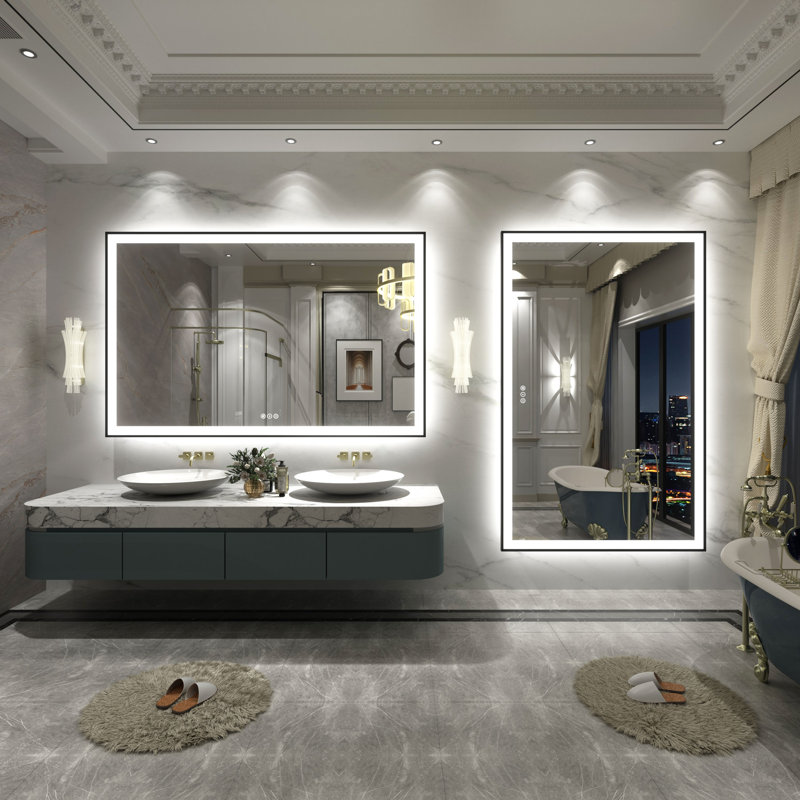 Aevar UL Certified Front & Back LED Anti-Fog Tempered Glass Framed Bathroom/Vanity Mirror with 3-Year Warranty, 60" x 38"