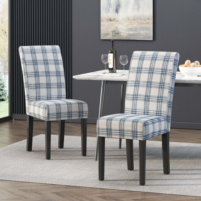Chaise de salle à manger moderne, Bleu / Crème