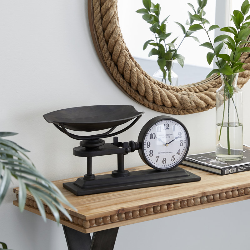 Horloge de table en métal quartz analogique en noir