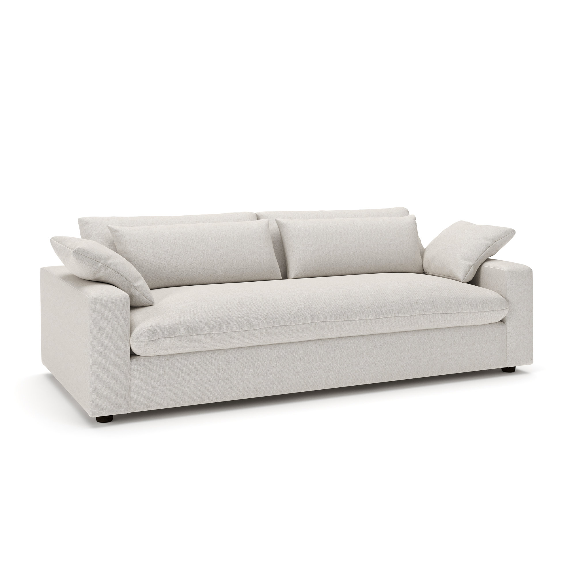 Remy 90'' Upholstered Sofa, Macarena Light Gray Basketweave