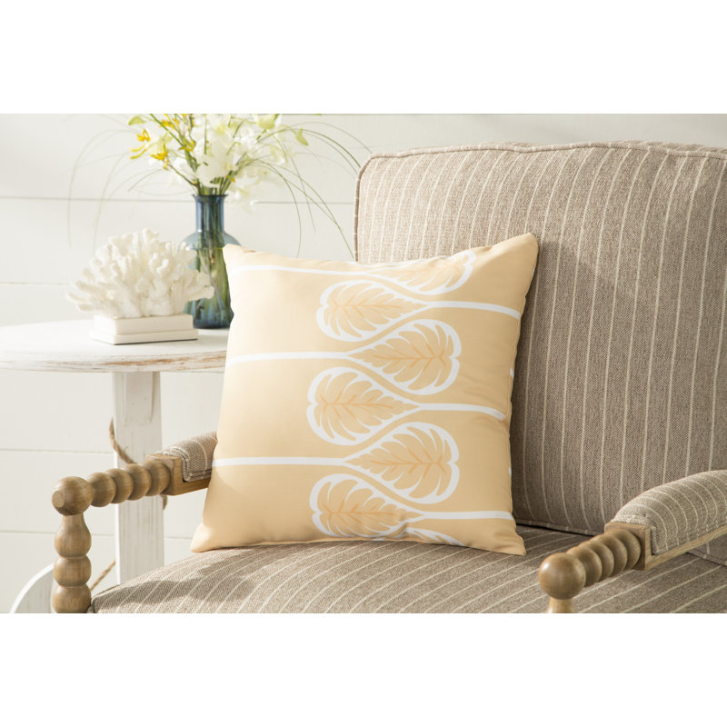 Botanical Blooms Floral Reversible Throw Pillow, 16" H x 16" W, Gold