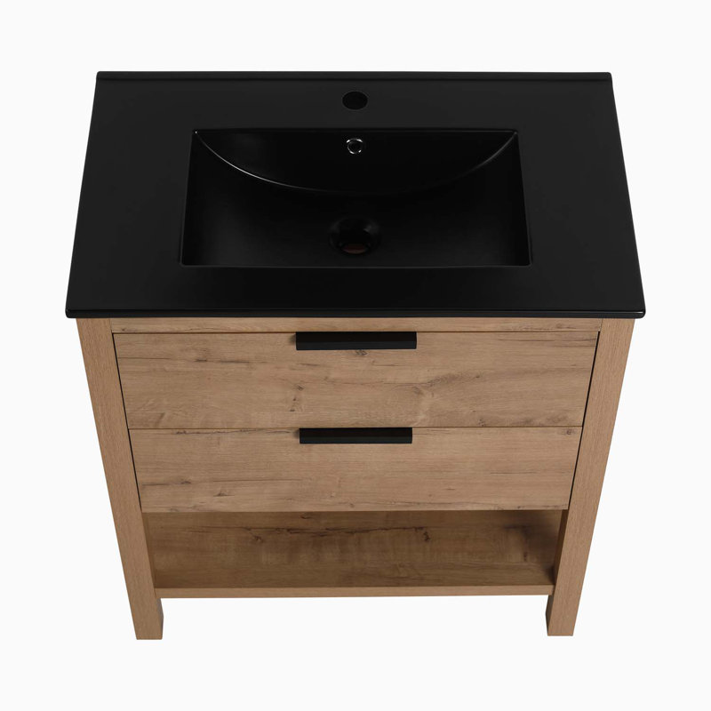 Ensemble de meuble-lavabo simple 30 po nokta, Noir