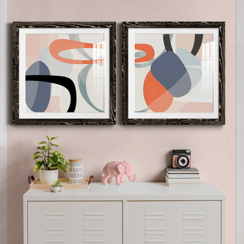 " Floating On Silk III " 2 - Pieces Painting Print, Black, 24" H x 24" W x 1" D
