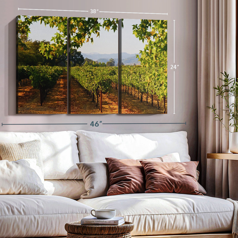 «Napa Vineyard Sunset» sur toile, H 24 po x l 38 po x P 1,25 po